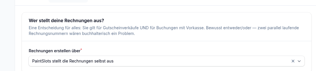 Die Wahl „Rechnungen erstellen über