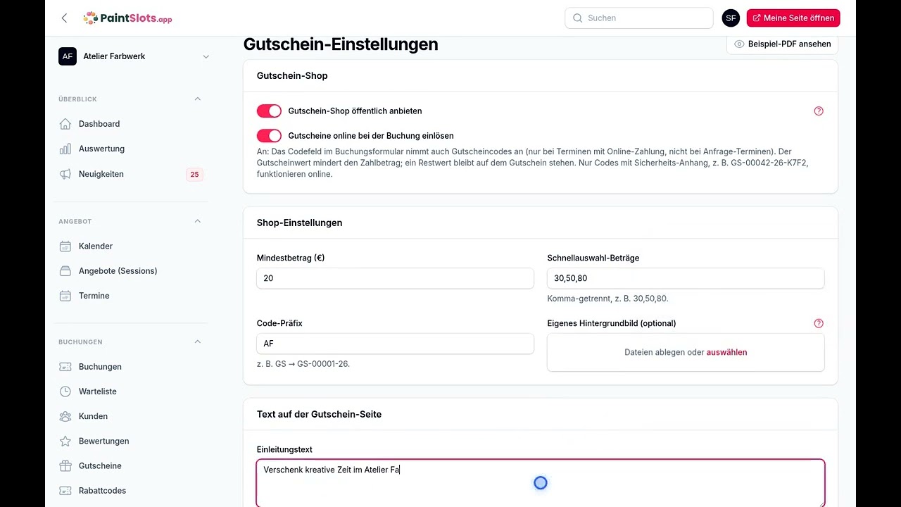 Vorschaubild: Gutscheine online verkaufen, am Tresen anlegen und entwerten